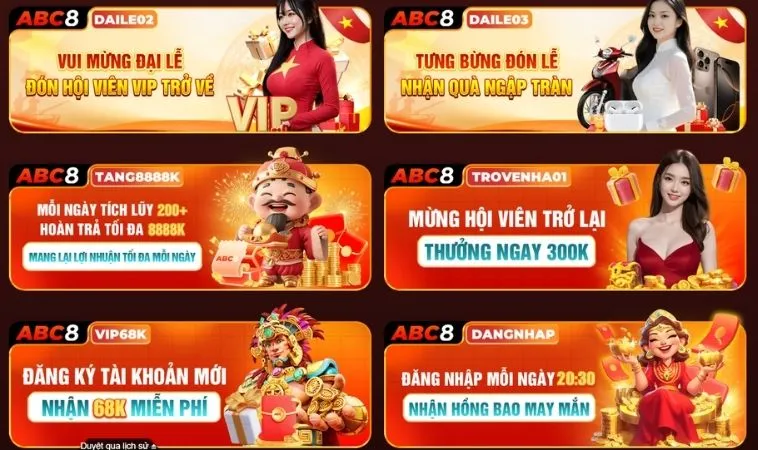 Khuyến Mãi ABC8: Cơ Hội Vàng Tăng Thắng Lớn Trong Cá Cược 1 Vô vàn khuyến mãi hấp dẫn từ nhà cái ABC8
