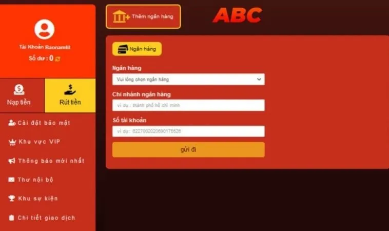 Rút Tiền ABC8: Hướng Dẫn Và Đánh Giá Chi Tiết Cho Người Chơi 2 Giao diện rút tiền ABC8